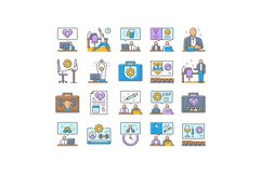 employee health office wellness icons set vector Product Image 1