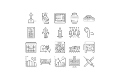 mortality death life aging icons set vector Product Image 1