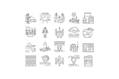 pesticide pollution agriculture icons set vector Product Image 1