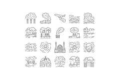 air pollution smog emissions icons set vector Product Image 1