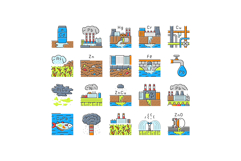 heavy metal pollution icons set vector Product Image 1