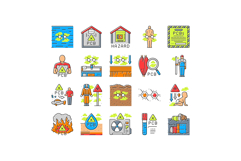 pcb pollution contamination icons set vector Product Image 1