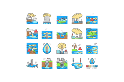 thermal pollution ecosystem icons set vector Product Image 1