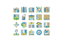 urbanization city development icons set vector Product Image 1