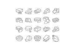 cheese food slice piece dairy icons set vector Product Image 1