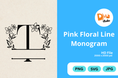 Pink Floral Line Monogram Product Image 1