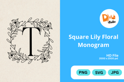 Square Lily Floral Monogram Product Image 1
