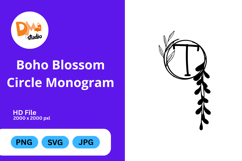 Boho Blossom Circle Monogram - Floral Bohemian Letter Frames Product Image 1