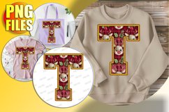 T Doodle Letter Style Sublimation Bright Christmas Vibe! Product Image 1