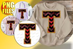 T Doodle Letter Style Sublimation Whimsical Holiday Vibes! Product Image 1