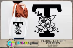 Floral letter T svg cut file / Botanical alphabet SVG Product Image 1