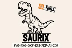T Rex Name Sign SVG PNG DXF| Dinosaur Laser Cut Template Product Image 1