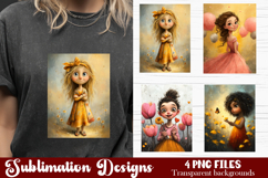 Trendy girl PNG , Retro 4 Designs Sublimation T-shirt Product Image 1