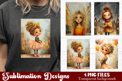 Trendy girl PNG , Retro 4 Designs Sublimation T-shirt Product Image 1