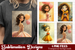 Trendy girl PNG , Retro 4 Designs Sublimation T-shirt Product Image 1