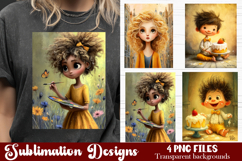 Trendy girl PNG , Retro 4 Designs Sublimation T-shirt Product Image 1