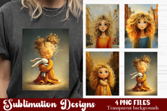 Trendy girl PNG , Retro 4 Designs Sublimation T-shirt Product Image 1