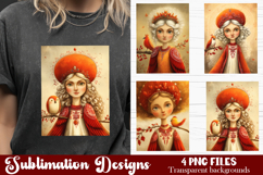 Trendy girl PNG , Retro 4 Designs Sublimation T-shirt Product Image 1