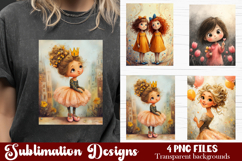 Trendy girl PNG , Retro 4 Designs Sublimation T-shirt Product Image 1