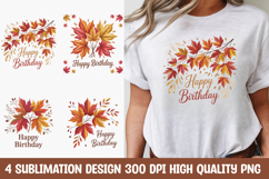Autumn Leaves Happy Birthday Clipart PNG Product Image 1