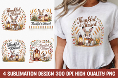 Thankful and Blessed Autumn Bunny Clipart PNG Product Image 1