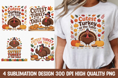 Cutest Turkey at the Table Fall Clipart PNG Product Image 1