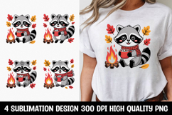 Cozy Campfire Raccoon T-Shirt PNG Product Image 1