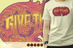 Vintage elegant give thanks lettering word swirl floral SVG Product Image 6