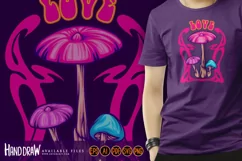 Magical mushroom family with psychedelic nouveau frame Product Image 5