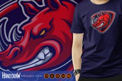 Red Rhino Head Mascot Shield Logo Product Image 5