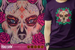 Mexican Floral Dog Skull with Roses and Leaf Ornaments Product Image 6