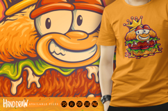 Happy Burger Mascot Wearing Royal Crown Cartoon Style Product Image 6