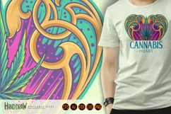 Cannabis sativa leaf in art nouveau heart shaped frame Product Image 5