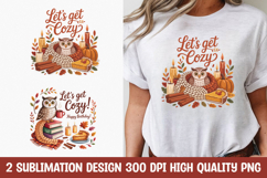Let&#039;s Get Cozy Owl Fall Clipart T-Shirt PNG Product Image 1