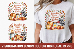 Pumpkin Kisses Raccoon Fall Clipart T-Shirt PNG Product Image 1