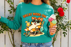 Vacay Mode On Cute Corgi Summer Vacation Beach Sublimation Product Image 4