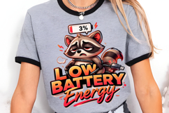 Low Battery Energy Cute Tired Raccoon Design Product Image 5
