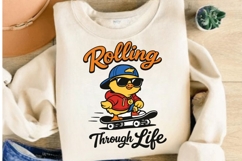 Rolling Through Life Funny Skater Chick PNG Design Product Image 4