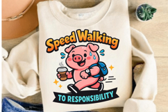Speed Walking To Responsibility Pig PNG Design Product Image 4