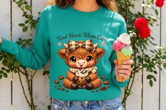 Kind Heart Warm Cup Cute Highland Cow Coffee PNG Design Product Image 4