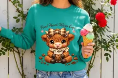 Kind Heart Warm Cup Cute Highland Cow Coffee PNG Design Product Image 4