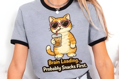 Brain Loading Probably Snacks First PNG, Funny Cat Coffee Product Image 5