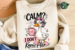 Calm I Don't Know Her Goose PNG, Sassy Goose With Coffee Product Image 4