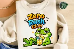 Zero Rush Club Frog PNG, Funny Lazy Frog Drink PNG Design Product Image 4