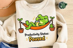 Productivity Status Paused Frog PNG, Funny Lazy Frog Hammock Product Image 4