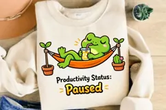 Productivity Status Paused Frog PNG, Funny Lazy Frog Hammock Product Image 4