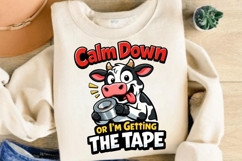 Calm Down Or I'm Getting The Tape Cow PNG, Funny Cow Product Image 4