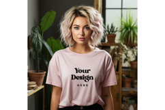 Pink T-shirt Mockups Bella and Canvas Top View Mockups_14 Product Image 1