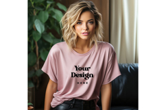 Pink T-shirt Mockups Bella and Canvas Top View Mockups_15 Product Image 1