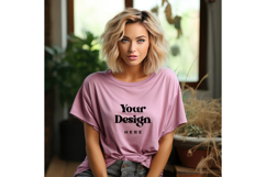 Pink T-shirt Mockups Bella and Canvas Top View Mockups_17 Product Image 1